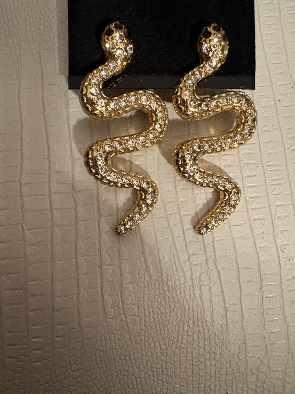 Gold Crystal Snake Drop Earrings - Women Jewelry